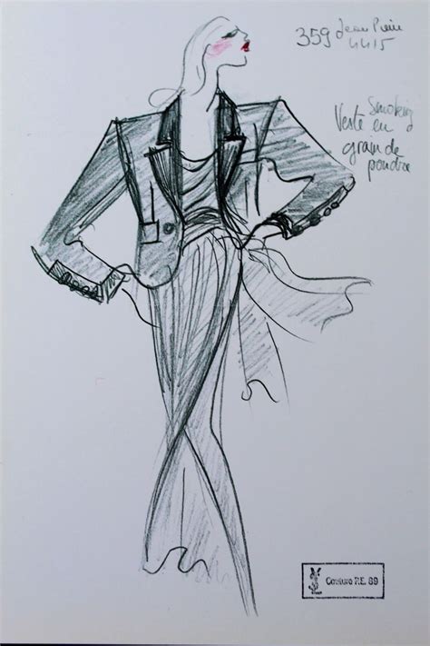 1954 yves saint laurent forme a trapezio|yves saint laurent sketches.